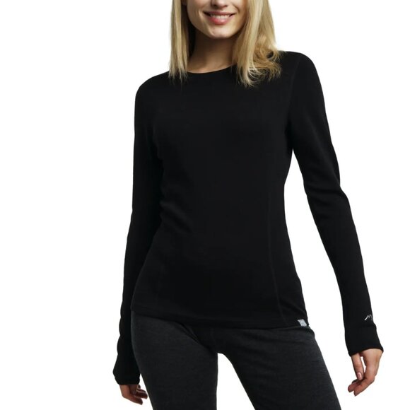 Merino Tech Women's 100% Superfine Merino Wool Long Sleeve 250 Top Black Size XS - Picture 1 of 13